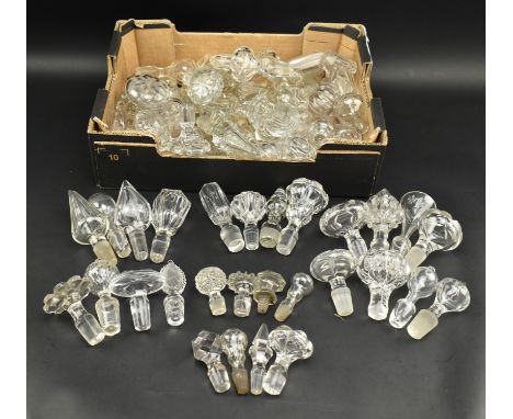 A large collection of approx. 88 assorted 19th century Regency &amp; Victorian glass decanter bottle stoppers, some later ear