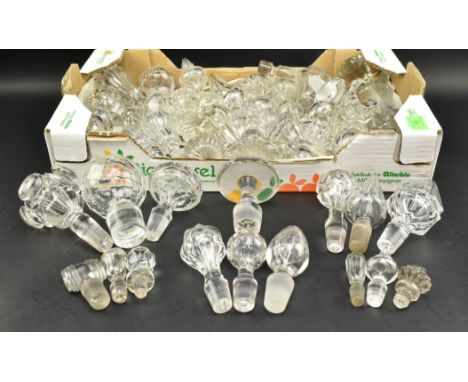 A large collection of c58 assorted 19th century Regency &amp; Victorian glass decanter bottle stoppers, some later early 20th