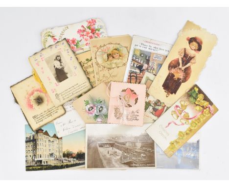 A collection of 19th century Victorian &amp; early 20th century Edwardian postcards and greetings cards. The lot to include n