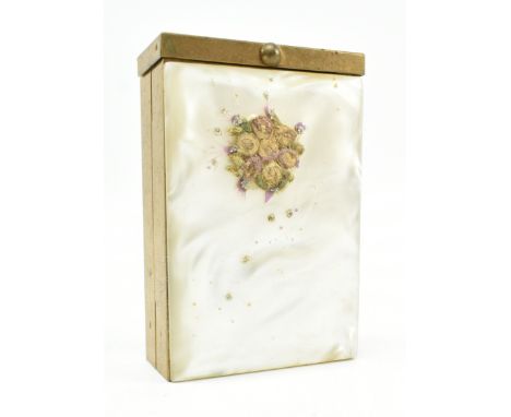 A mid 20th cetnury circa 1950s mother of pearl effect front cigarette case / card holder. The gold color metal rectangular ca