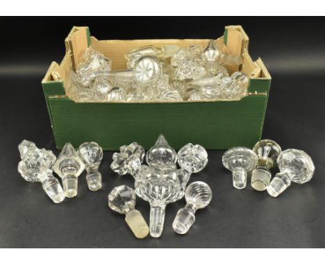 A large collection of c84 assorted 19th century Regency &amp; Victorian glass decanter bottle stoppers, some later early 20th