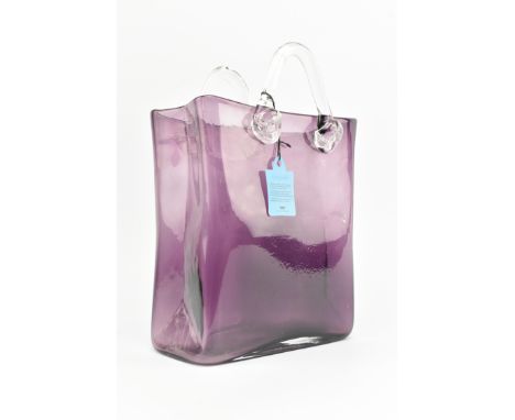 Laguna, Murano - an Italian vintage 20th century studio art glass ' Handbag ' vase. From the handbag collection, the vase in 