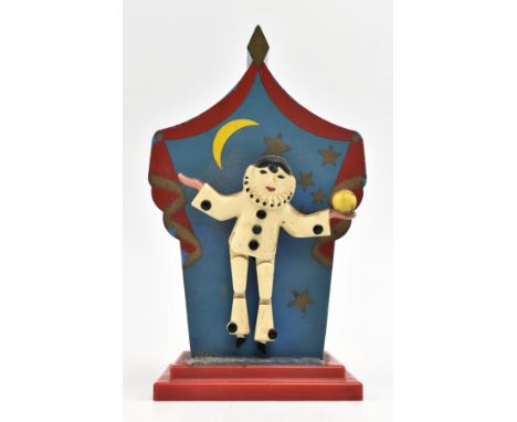 Reuge Music - a vintage mid century Swiss 1960s automaton music box clown toy. The music box depicting a Pierrot clown juggli