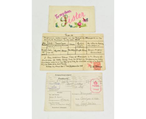 First &amp; Second World War military interest. A 1943 prisoner of war POW Kriegsgefangenenpost postcard from James H. Harris
