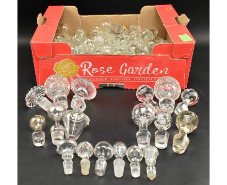A collection of c190 assorted 19th century Regency &amp; Victorian faceted glass decanter bottle stoppers, many faceted, some
