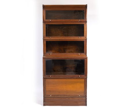 A FIVE SECTION GLOBE WERNICKE BOOKCASE 86.5cm wide x 38cm deep x 199cm high