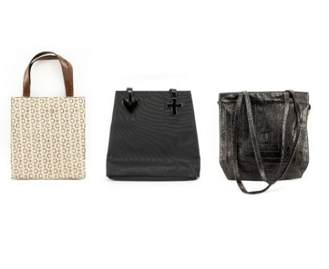 A CHRISTIAN LACROIX BLACK HANDBAG a Celine of Paris monogrammed handbag and one other Fendi black leather handbag (3)