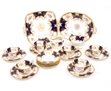 A PART COALPORT TEA SERVICE 'Y.3517' PATTERN to include tea cups, saucers, cream jug, sugar bowl, sandwich plate etc (a quant