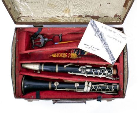 AN EARLY TO MID 20TH CENTURY CZECH EBONY CLARINET in a hand made fitted case