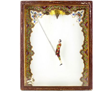 A BROWN, BLONDIN &amp; CO 19TH CENTURY 'LEOTARD' SAND DRIVEN AUTOMATON  with painted decoration in a red case, 20cm wide x 9c