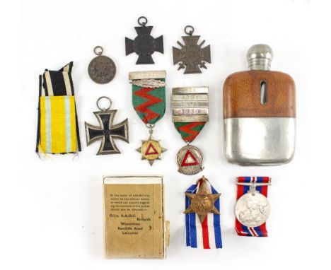 A 1939-45 WAR MEDAL and a France and Germany star complete with postage box addressed to Mr W.A. Branch of Abingdon together 