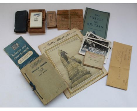 Collection of military ephemera to include Artillery Training manual volume three, war ill., release and resettlement pamphle