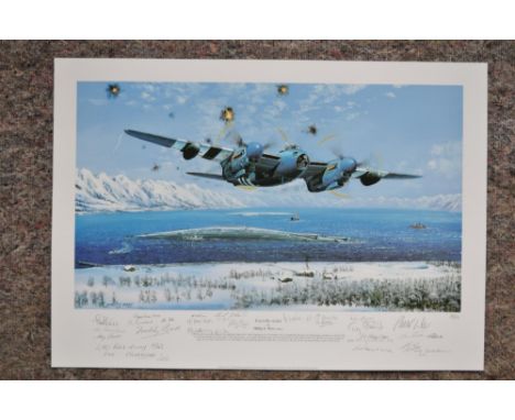 "Tirpitz Re-visited", unframed limited edition print (138/150) by Philip E West, signed in pencil by the artist and approxima