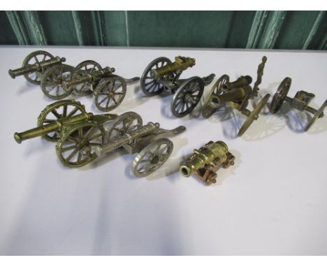 Eight various model cannons, Gatling gun, etc 