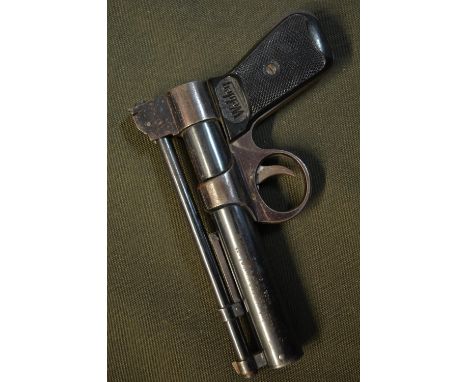 A vintage Webley Junior .177 (4.5mm) over lever action air pistol in working order. 