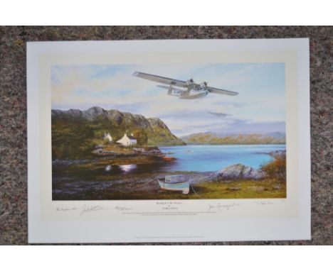 "Heading For The Convoys", limited edition print (3/275) by Stephen Brown, signed in pencil by the artist and 4 WWII RAF Cata