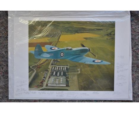 "Mitchells Legacy", Spitfire prototype over Eastleigh 1936. Unframed limited edition print (759/1000) by R P Reynolds. Signed
