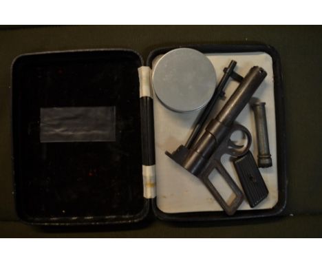 A damaged vintage Webley Junior air pistol with case. 