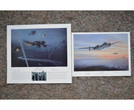 2 unframed limited edition prints by Mark Postlethwaite:"Luftwaffe At War Focke Wulf Fw190A-5 Of II/SKG 10", 75/850, signed i