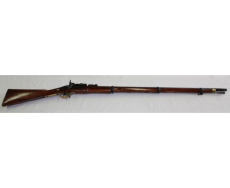 C19th Schneider type rifle with ladder sight and ramrod,  total L142cm 