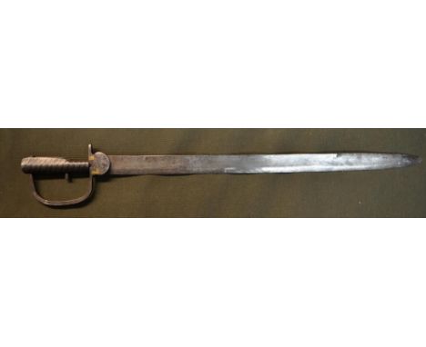 Unusual continental style Brunswick sword type bayonet, with21.5" blade and side slot mounts, button release clasp and steel 
