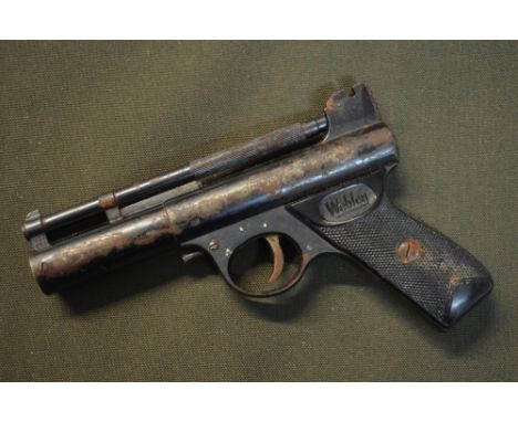 A vintage Webley Mark 1 .177 (4.5mm) over lever action air pistol in working order. Surface corrosion. 