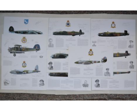 10 numbered limited edition profile prints by 1st Edition,  artwork by M A Kinnear, of mostly RAF WWII multi-engine bomber ai