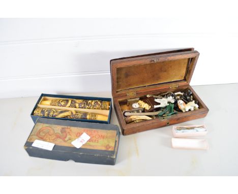 BOX OF PRICES DRAGON CANDLES IN ORIGINAL BOXES, TOGETHER WITH A FURTHER WOODEN BOX WITH CERAMIC AND WRIST WATCHES