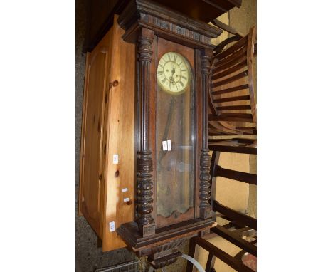 19TH CENTURY VIENNA STYLE WALL CLOCK, WIDTH APPROX 44CM MAX, CASE A/F