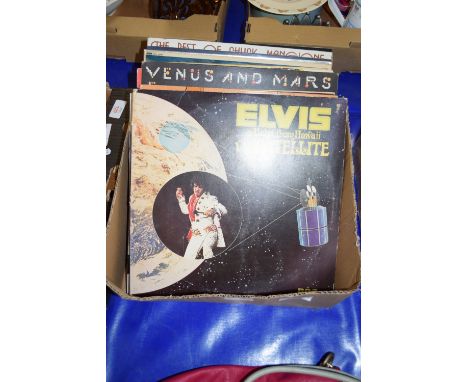 BOX CONTAINING LPS, MOODY BLUES, MICHAEL JACKSON ETC