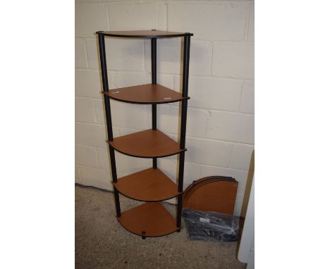 MODERN CORNER SHELF UNIT, APPROX 40CM SQUARE