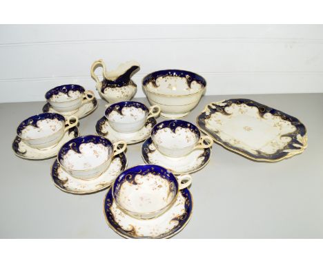ENGLISH PORCELAIN PART TEA SET, PATTERN NO 328, COMPRISING CUPS AND SAUCERS, SLOP BOWL, SANDWICH PLATE AND MILK JUG