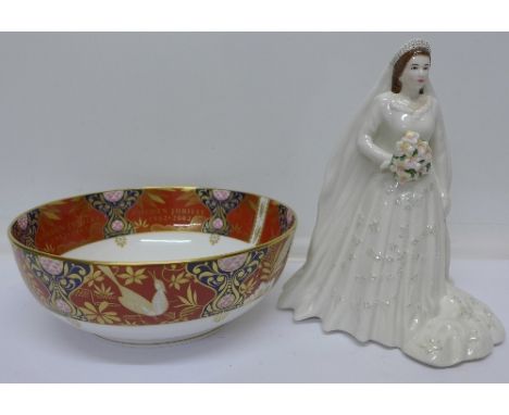 A Royal Worcester figure, HM Queen Elizabeth II, 2007, and a Royal Worcester Golden Jubilee bowl