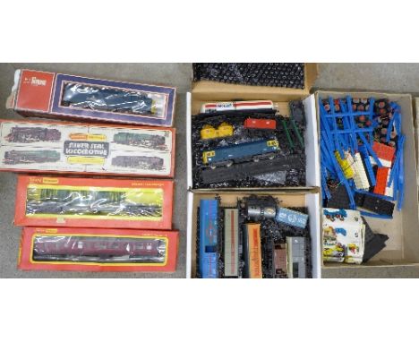 OO gauge trains and rolling stock including a Lima The Fife & Forfar Yeomanry, Evening Star, wagons, Lego, etc., Evening Star