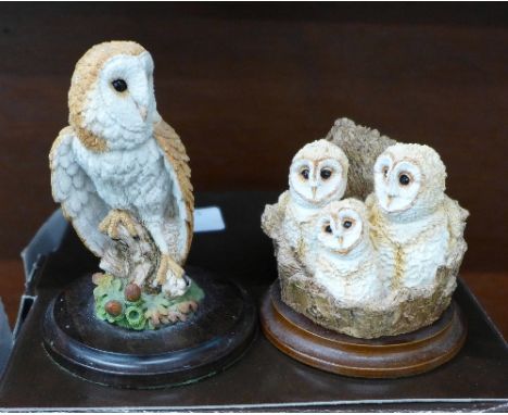 Three Country Artists owl figures including Twilight Stirs, two boxed and a Worcester figure, Mini Owlets, boxed