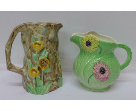 Two jugs; a Radford butterfly jug and Shorter & Son