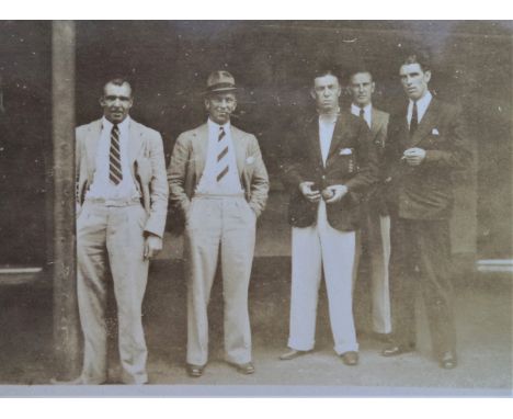 CRICKET, original photograph (4.5 x 2.75), 1936-37 England players Les Ames, Maurice Leyland, Walter Hammond, Jims Sims &amp;