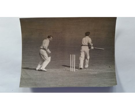 CRICKET, press photos, 1953, England v Australia, inc. Hassett, Harvey, Hutton etc., agency stamp to back (3) &amp; date stam