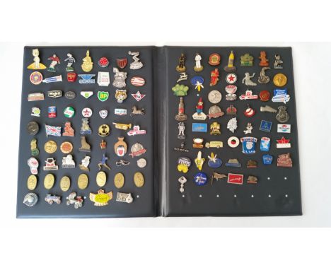 BADGES, good selection of lapel pins &amp; badges, inc. 1964 Olympics, European football teams, Jaguar, Mobil, Esso, Castrol,