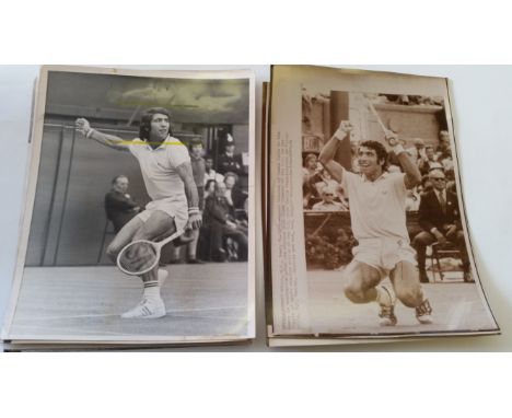 TENNIS, selection of press photos, 1970s, 8 x 10 and smaller, inc. Tony Motram, Redondo (USA), Billie Jean King, Richey, Oran