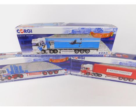 Three Corgi die cast Hauliers of Renown Lorries, scale 1:50, limited edition, boxed, comprising CC15404, CC14122 and CC12941.