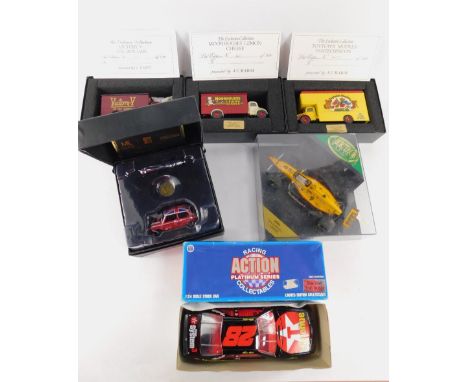 A Corgi die cast model of a Mini, Coin & Light Saber Set, Master Replicas, TY93905, Heritage Racing Lola Duracell, Raul Boose