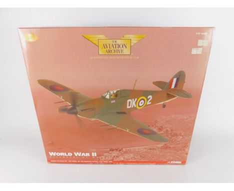 A Corgi Aviation Archive die cast model of a Hawker Hurricane 110 - AOC Malta, Air Vice Marshall K R Park, Luqa, Malta 1942, 