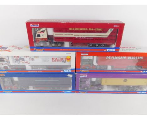 Corgi die cast models of heavy haulage lorries, scale 1:50, limited edition, boxed; CC12428, CC13406, CC13701, CC12928 and CC