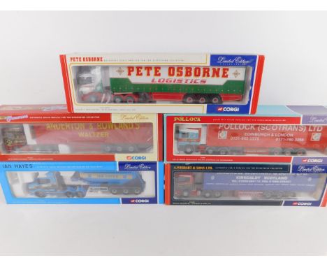 Five Corgi die cast models of heavy haulage lorries, scale 1:50, limited edition, boxed, comprising CC12209, 75205, CC11911, 