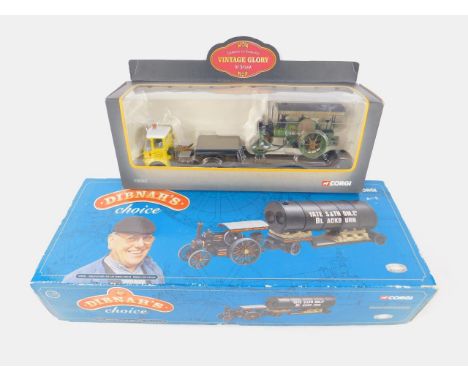 A Corgi Dibnah's Choice die cast model of a Fowler B6 Road Loco, low loader and boiler, Norman E Box (Vulcan), scale 1:50, li