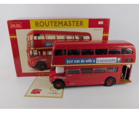 A Sun Star die cast model of a Routemaster bus, the first production Routemaster with a Leyland engine, 2908:RM870-WLT870 1:2