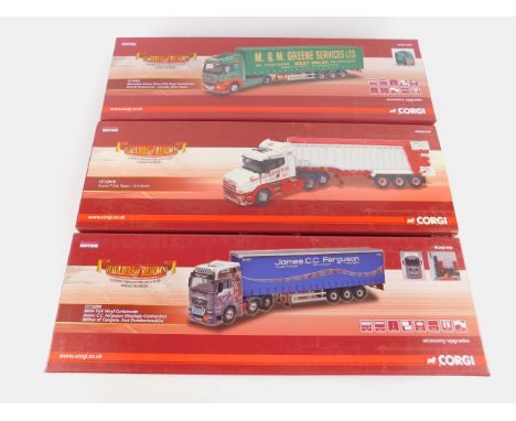 Three Corgi die cast Hauliers of Renown Lorries, scale 1:50, limited edition, boxed, comprising CC13821, CC12819 and CC15204.