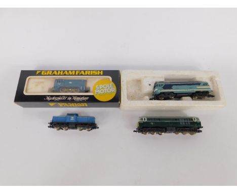A Graham Farish n gauge British Rail diesel locomotive, 08 Class, boxed, Lima diesel SNCF electric locomotive, No 87001, Lima