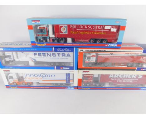 Corgi die cast models of heavy haulage lorries, scale 1:50, limited edition, boxed, Renault Premium Fridge Trailer, Feensfra 